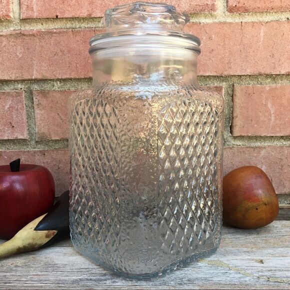 Textured Patterned Glass Rectangular Canister with Lid - Picture 10 of 16